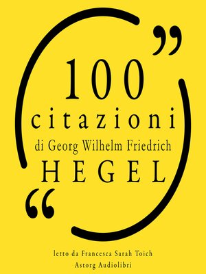 cover image of 100 citazioni di Hegel